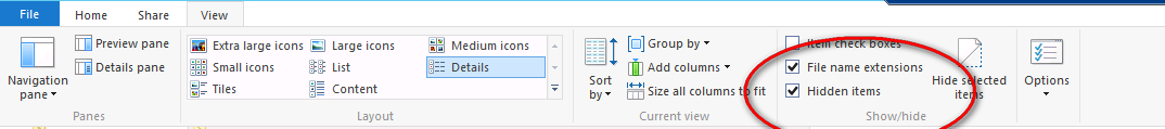 2016 08 20 Windows 2012 Show Hide File Name Extensions And Hidden Items